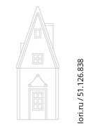 Rasterized copy coloring page medieval house isolated on white background, cutout ready. Стоковая иллюстрация, иллюстратор Елена  Попкова / Фотобанк Лори