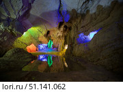 dark cave view from inside with a lumen. Стоковое фото, фотограф Наталия Кирсанова / Фотобанк Лори