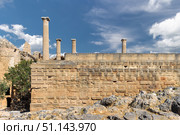 Acropolis in Lindos and Vliha bay. Rhodes. (2017 год). Стоковое фото, фотограф Емельянов Евгений Викторович / Фотобанк Лори