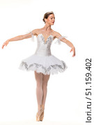 Studio portrait of a ballerina in a white tutu. Стоковое фото, фотограф Андрей Аркуша / Фотобанк Лори