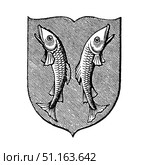 Coat of arms of Saalfeld, illustration from Meyer's Encyclopedic Dictionary. 1897. Стоковая иллюстрация, иллюстратор Константин Тимофеев / Фотобанк Лори