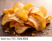 Картофельные чипсы вкусные и хрустящие. Стоковое AI-изображение, AI-художник Валерий Иванович Клейменов / Фотобанк Лори