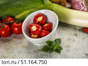 Sweet piquant cherry pepper stuffed cheese. Стоковое фото, фотограф Андрей Старостин / Фотобанк Лори