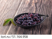 Sweet juicy ripe honeysuckle berries. Стоковое фото, фотограф Андрей Старостин / Фотобанк Лори
