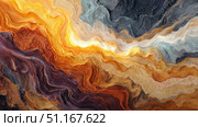 Fluid golden, orange, brown colors swirling dynamically, forming abstract wavy patterns mimicking organic landscapes and natural movement. Стоковое AI-изображение, AI-художник Юрий Поздников / Фотобанк Лори