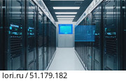Delve into a high-tech environment showcasing rows of servers and advanced technology in operation. Стоковое AI-видео, аниматор Данила Большаков / Фотобанк Лори