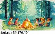 A child wanders through a magical forest, encountering enchanting sights and sounds as twilight descends. Стоковое AI-видео, аниматор Данила Большаков / Фотобанк Лори