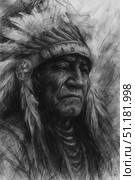 Рисунок вождя индейцев. Стоковое AI-изображение, AI-художник Екатерина Коробкова / Фотобанк Лори