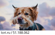 A golden retriever wearing sparkly horns runs joyfully in the park, capturing moments of playfulness and happiness in the sunlight. Стоковое AI-видео, аниматор Данила Большаков / Фотобанк Лори