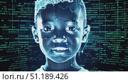 A young boy engages with digital technology and displays curiosity about innovation in a modern learning atmosphere filled with advanced visuals. Стоковое AI-видео, аниматор Данила Большаков / Фотобанк Лори