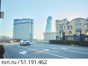 Tbilisi, Georgia - 04 January, 2023: Buildings in the city center on Shota Rustaveli Avenue. Редакционное фото, фотограф Наталия Кирсанова / Фотобанк Лори