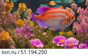 Fish is gracefully swimming in its natural habitat, navigating through the water with ease and agility. Its fins propel it forward as it explores its underwater environment. Стоковое AI-видео, аниматор Данила Большаков / Фотобанк Лори