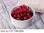 Red ripe sweet juicy dogwood. Стоковое фото, фотограф Андрей Старостин / Фотобанк Лори