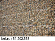 Construction and strengthening of roads from landslides. Stones in a metal mesh, gabions. Technologies in road construction. Стоковое фото, фотограф Наталия Кирсанова / Фотобанк Лори