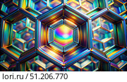 Multifaceted Hexagonal Prism Lens Effect With Chromatic Spectrum. Generative AI. Стоковое AI-изображение, AI-художник Roman Zavorotny / Фотобанк Лори
