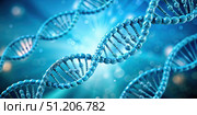 High Resolution Cyan DNA Genome Poster With Standard Scale. Generative AI. Стоковое AI-изображение, AI-художник Roman Zavorotny / Фотобанк Лори