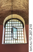 Turkey, Istanbul, the Bazaar district, Kalenderhane mosque (former Byzantine church from the 12th century, converted in mosque in 1453) colorful stained glass Stained glass windows. Decorative colored frames transparent glasses for church cathedral medieval windows recent vector templates. Стоковое фото, фотограф Zita Khasanova / Фотобанк Лори