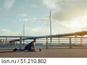 Sunrise Stretch by the Western Rapid Diameter in Saint Petersburg (2021 год). Стоковое фото, фотограф Aleksandr Golubev / Фотобанк Лори