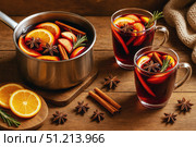 Delicious and Aromatic Mulled Drink with Fresh Fruits, Cinnamon Sticks, and Star Anise Perfect for Cozy Gatherings and Winter Celebrations. Стоковое AI-изображение, AI-художник Башкирова Анна / Фотобанк Лори