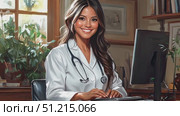 A medical professional is engaged in patient consultations at her desk, emphasizing dedication to healthcare and personalized service. Стоковое AI-видео, аниматор Данила Большаков / Фотобанк Лори