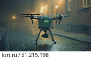 A drone glides quietly through a foggy, deserted street, revealing enchanting urban architecture illuminated by soft yellow lights. Стоковое AI-видео, аниматор Данила Большаков / Фотобанк Лори