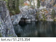 Summer landscape of Ruskeala Park. Turquoise marble canyon. Russia, Republic of Karelia, Ruskeala Village. Стоковое фото, фотограф Photojuli / Фотобанк Лори