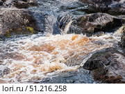Akhinkoski Waterfalls or Ruskeala Waterfalls on the Tohmajoki River. Russia, Republic of Karelia. Стоковое фото, фотограф Photojuli / Фотобанк Лори