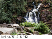 Yukankoski Waterfall (White Bridges) in the Republic of Karelia on a summer evening, Russia. Стоковое фото, фотограф Photojuli / Фотобанк Лори