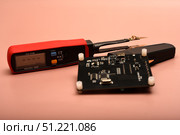 The SMD component tester. Investigation of the parameters of the SMD components using a tester probe. Стоковое фото, фотограф Valeriy Lushchikov / Фотобанк Лори