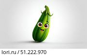 Zucchini with a cheerful face 3d character, transparent backgroun. Стоковое AI-изображение, AI-художник ALLA YURTAYEVA / Фотобанк Лори