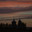 Bright blue-red sunset sky on summer evening, and dark silhouette of two domes of Orthodox church. Стоковое фото, фотограф irisff / Фотобанк Лори