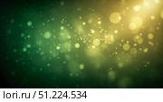 Abstract green and gold bokeh background, magical fantasy forest lights concept, nature and environment theme with sparkling particles, spring or summer backdrop. Стоковое фото, фотограф Павел Муравьев / Фотобанк Лори
