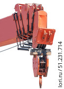 Верхняя балка подъемного крана на белом фоне. Close up at top beam of crane mobile on white background. Стоковое фото, фотограф Татьяна Д / Фотобанк Лори