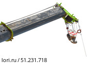 Верхняя балка подъемного крана на белом фоне. Close up at top beam of crane mobile on white background. Стоковое фото, фотограф Татьяна Д / Фотобанк Лори