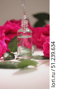 A Beautiful Rose Essence Dropper Bottle Elegantly Surrounded by Live Petals and Leaves. Стоковое видео, видеограф Ольга Коваленко / Фотобанк Лори