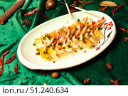Shrimp With Spicy Sauce at a Traditional Chinese Restaurant in Chengdu. Стоковое фото, фотограф Aleksandr Golubev / Фотобанк Лори