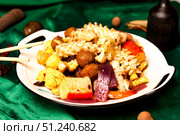 Delicious Assortment of Traditional Chinese Hot Pot Ingredients Served on a Dish. Стоковое фото, фотограф Aleksandr Golubev / Фотобанк Лори