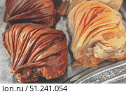 Oriental sweets macro photography. Close-up of baklava of two types of baklava. Стоковое фото, фотограф Оксана Медведева / Фотобанк Лори