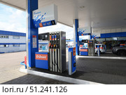 Moscow, Russia - Aug 26, 2025. Gazpromneft - petrol and diesel fuel station. Редакционное фото, фотограф Володина Ольга / Фотобанк Лори