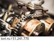 Car timing chain in cutaway engine. Стоковое фото, фотограф Енваев Андрей / Фотобанк Лори