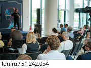 Audience Listening to Speaker in Modern Conference Setting. Стоковое фото, фотограф Антон Гвоздиков / Фотобанк Лори