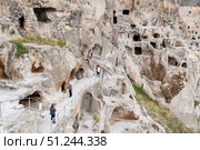 Vardzia a cave town was built during the reign of Queen Tamar, Georgia. Редакционное фото, фотограф VittoriaChe / Фотобанк Лори