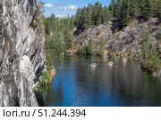 Russia. Summer landscape of the Ruskeala mountain park. The turquoise and marble canyon in summer. Russia, Republic of Karelia, village of Ruskeala. Стоковое фото, фотограф Photojuli / Фотобанк Лори