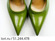Stylish Green Pointed Toe Heels Suitable for Formal and Casual Occasions. Стоковое AI-изображение, AI-художник Юлия Гапеенко / Фотобанк Лори