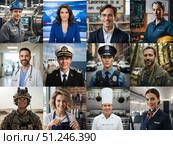 Collage of portraits of people of various professions. AI generated. Стоковое AI-изображение, AI-художник Андрей Аркуша / Фотобанк Лори