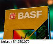 Vintage BASF VHS Cassette with Colorful Design. Редакционное фото, фотограф Sergakoff / Фотобанк Лори