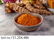 Indian tumeric cumin dry powder. Стоковое фото, фотограф Андрей Старостин / Фотобанк Лори