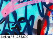 Vibrant Graffiti Art in Neon Blue, Pink, Red for Modern 2000s Street Aesthetic. Стоковое фото, фотограф Александра Конопля / Фотобанк Лори