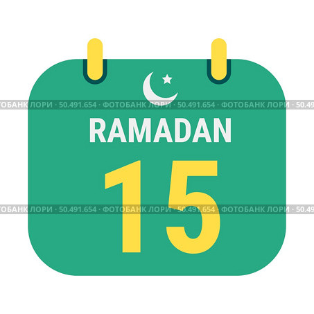15th Ramadan Celebrate with White and Golden Crescent Moons. and English Ramadan Text. Стоковая иллюстрация, агентство Ingram Publishing / Фотобанк Лори