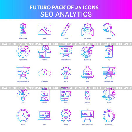 25 Blue and Pink Futuro SEO Analytics Icon Pack. Стоковая иллюстрация, агентство Ingram Publishing / Фотобанк Лори